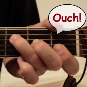 Playing the F chord.  Ouch!